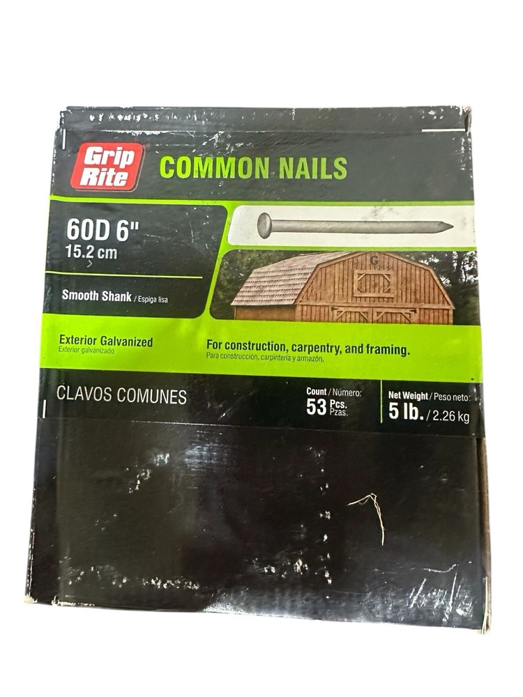 Grip-Rite Common Galvanized Smooth Shank Nails 60D 6” 5 Lb
