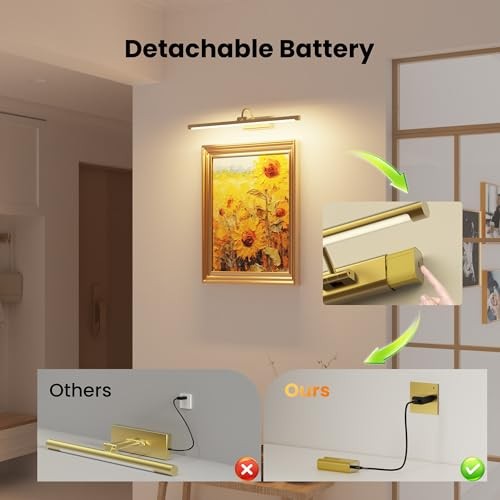 2 Pack 24" Gallery Picture Lights - 8000mAh Rechargeable 24IN 2Pack Brass gallery