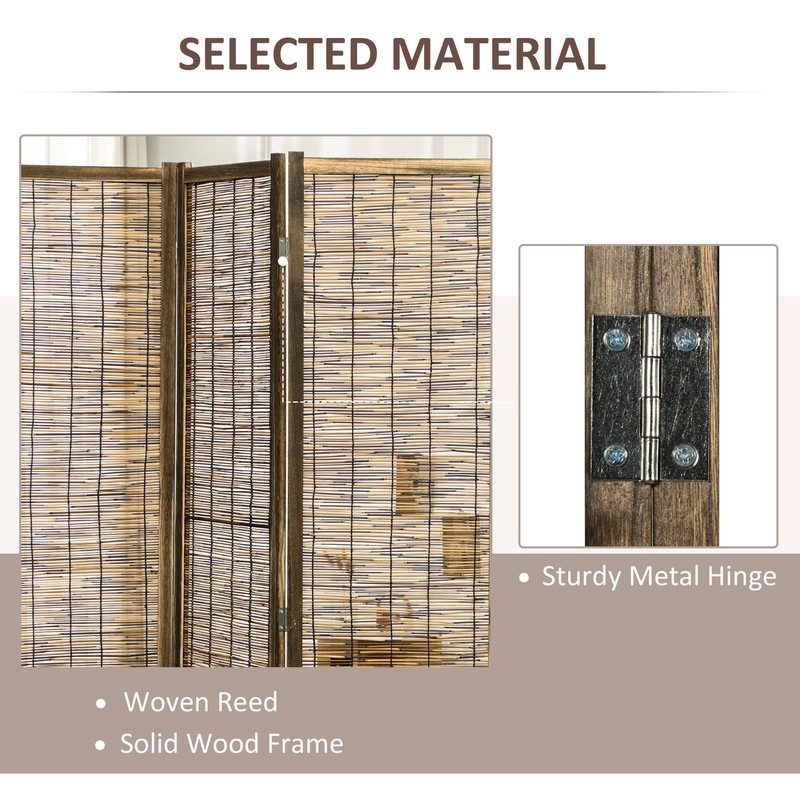HOMCOM 4 Panel Room Divider 5.5 Ft Tall Portable Folding Privacy Screens Brown gallery