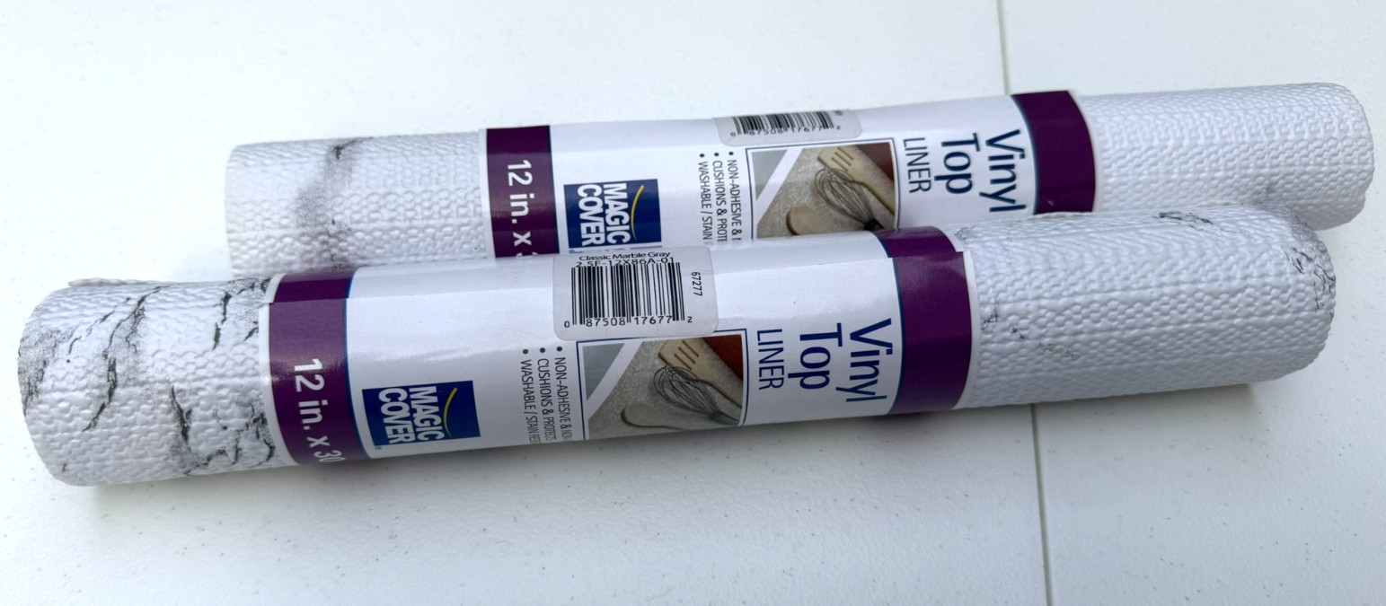 Magic Cover Vinyl Non-Adhesive Shelf Liner 2 Rolls 12"x30" each Gray Marble gallery