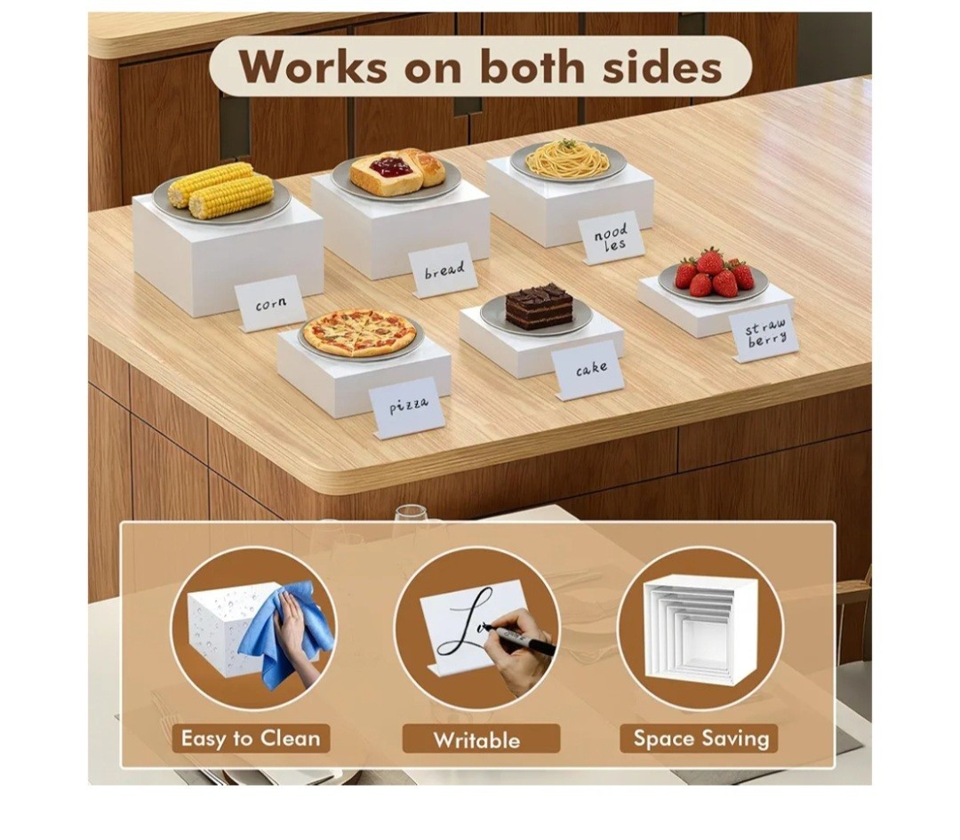 Acrylic Display Riser Set, 6-Tier White Square Dessert Stand, Cupcake and Pastry gallery