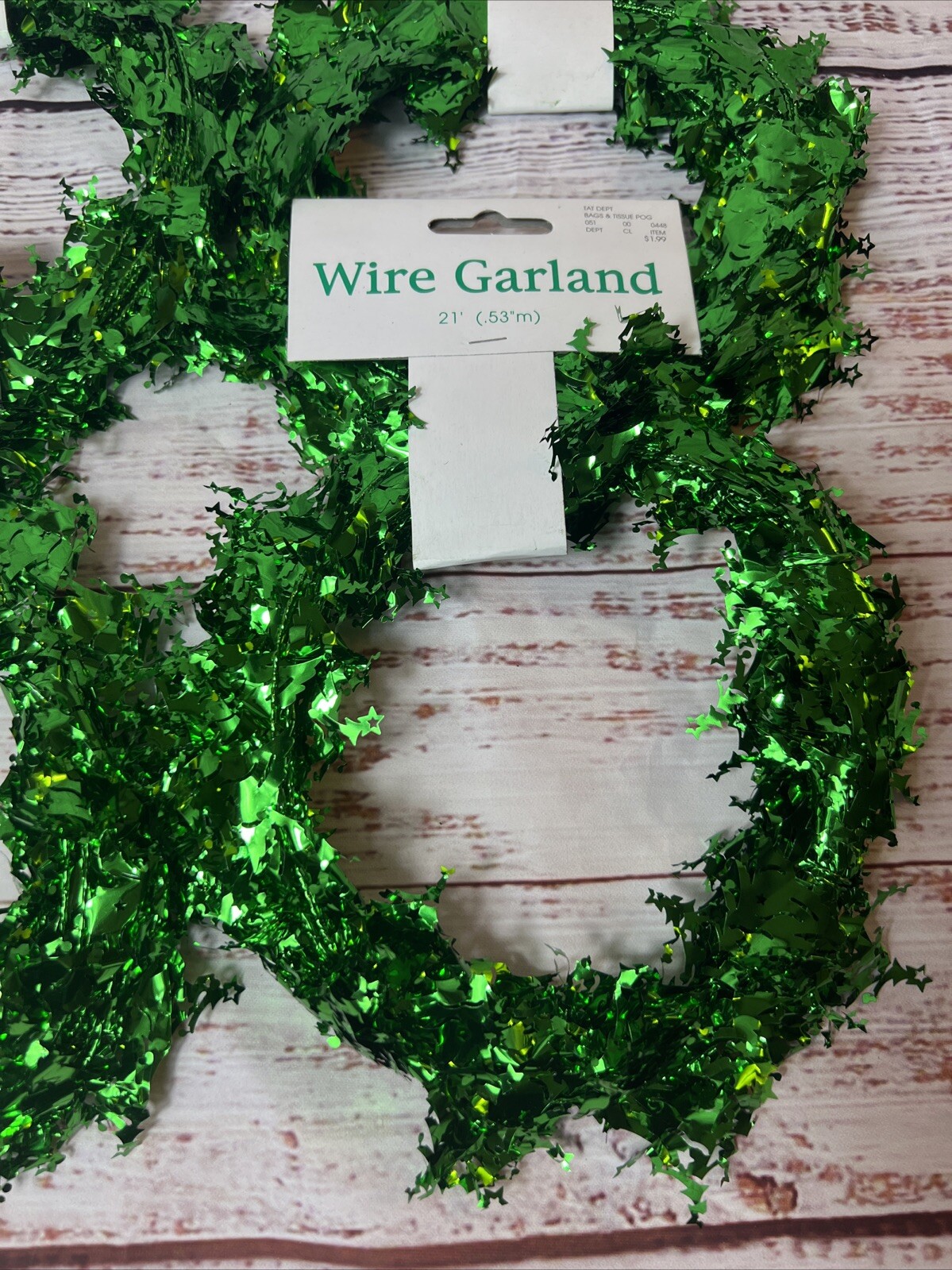 New 4 Green Metallic Wire Christmas Tree Garland 21 Feet gallery