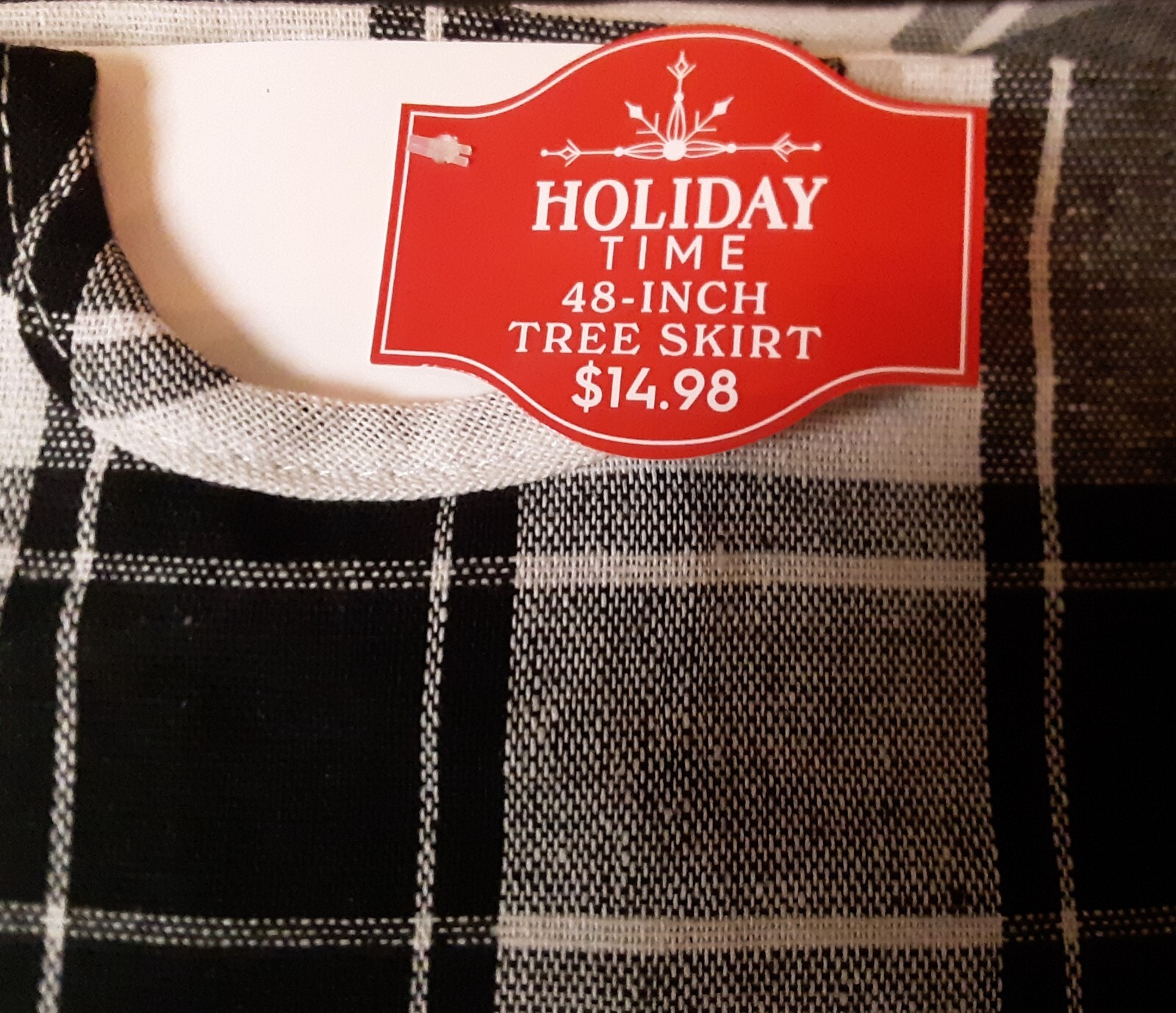 Holiday Time 48" Tree Skirt 2 Styles Red/Black or Black/Grey/White Checkered NEW gallery