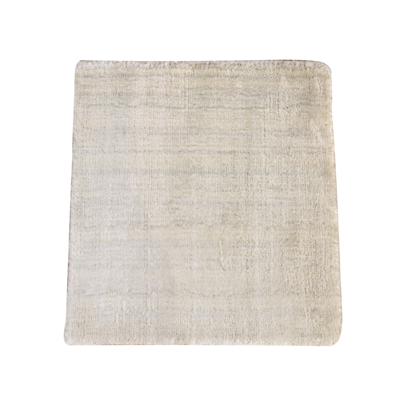 1'x1' Ivory Hand Loomed Wool and Silk Modern Design Table Top Rug 78662 gallery