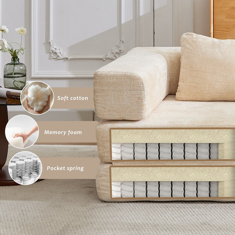 Compression Sofa,Convertible Floor Sofa Bed with Fixed-Shape Frame,Single Seater gallery