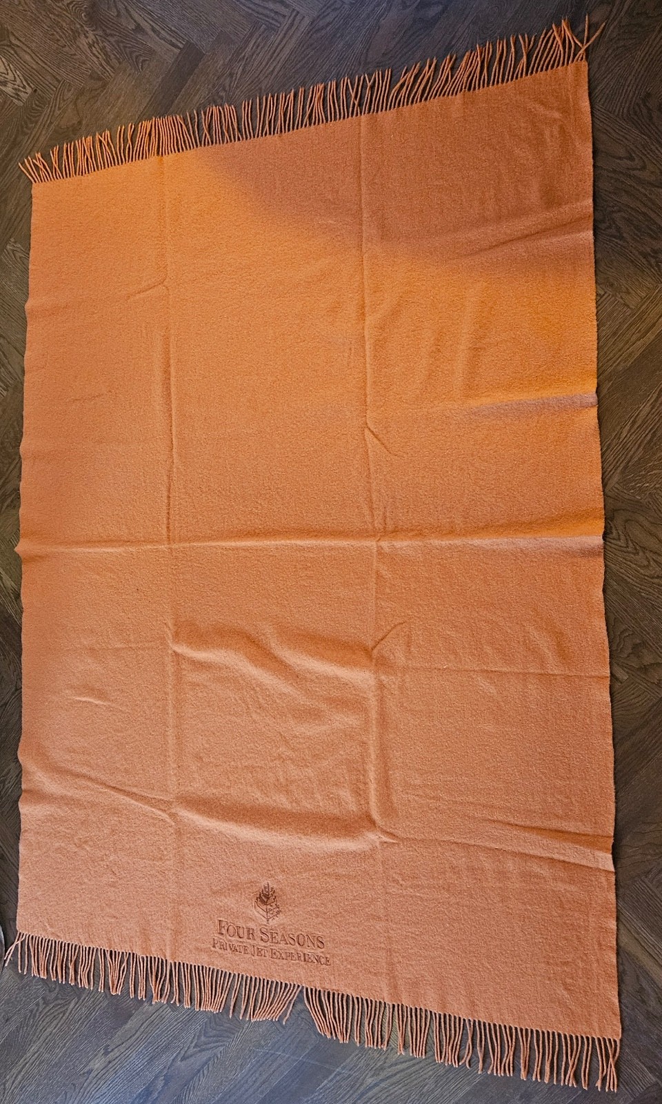 Four Seasons Cashmere Private Jet Experience Fringe Orange Blanket SEE NOTE gallery