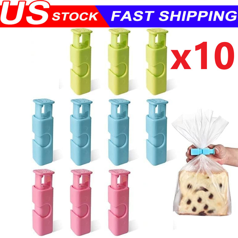 10PCS Bread Bag Clips Reusable Tie Storage Sealing Snack Fridge Freezer Fresh US gallery