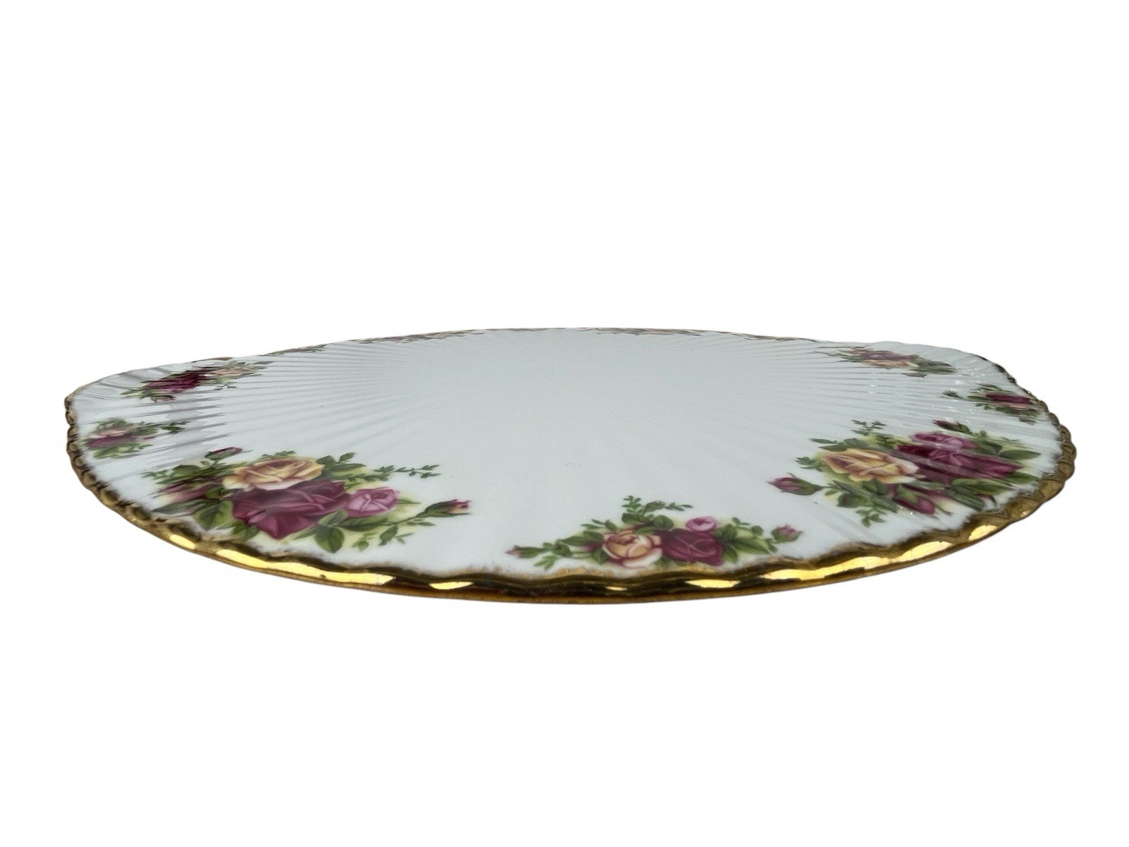 Royal Albert Old Country Roses 1962 Cake Plate Platter Bone China England Mint gallery