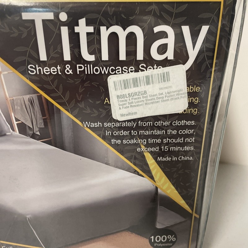 4 pc TITMAY Microfiber Bed Sheet Set FULL 81x96" Deep Pocket Soft BLACK Bedding gallery