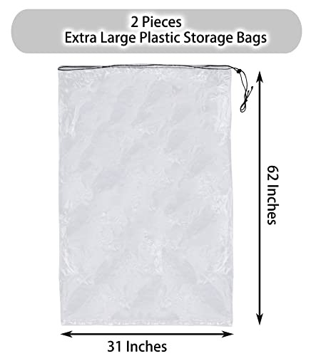 2 Pack Golf Bag Cover, 31x62 inches Extra Large Clear Drawstring Dust Covers gallery