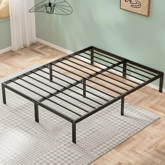 Queen Size Metal Platform Bed Frame with Headboard & Footboard Support – Black gallery