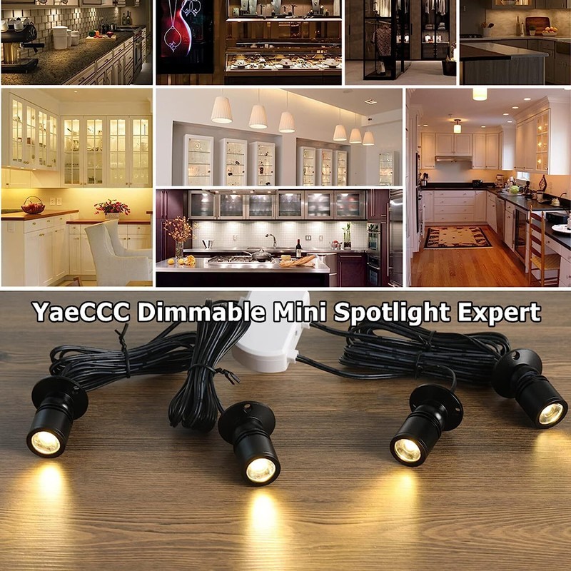 4Pack Dimmable LED Mini Spotlight for Display Cabinet Showcase 3000k Warm White gallery