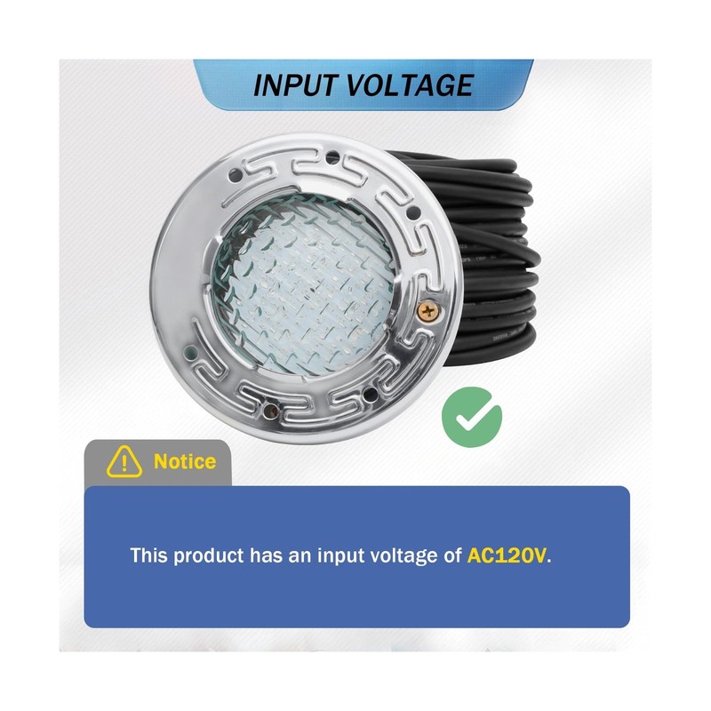 6 Inch LED Spa Lights for Inground Pool, 100FT AC120V 6 Inch White Pool Light... gallery