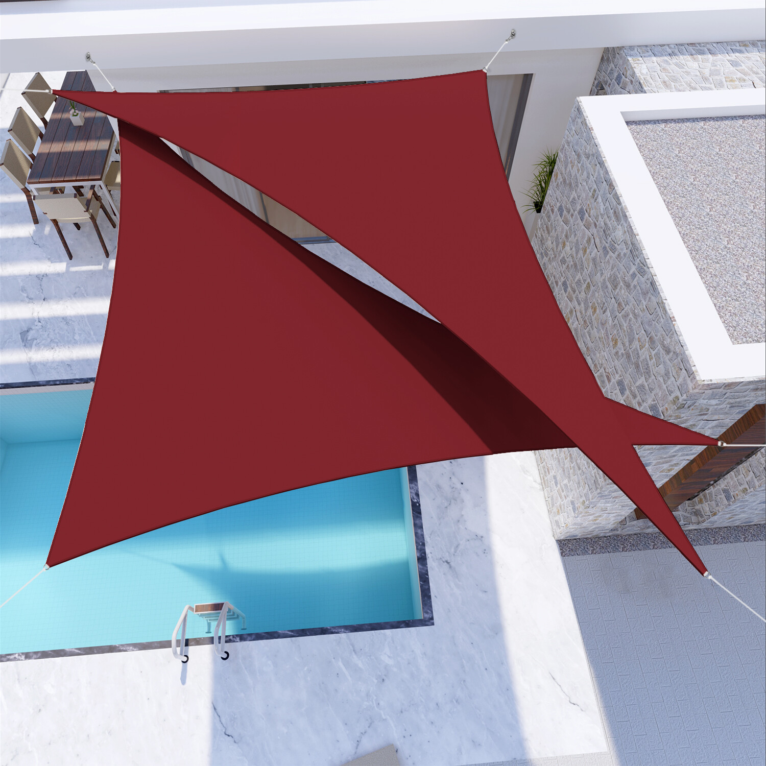 Waterproof Red Right Triangle Sun Shade Sail Outdoor Canopy Awning Patio Pool gallery