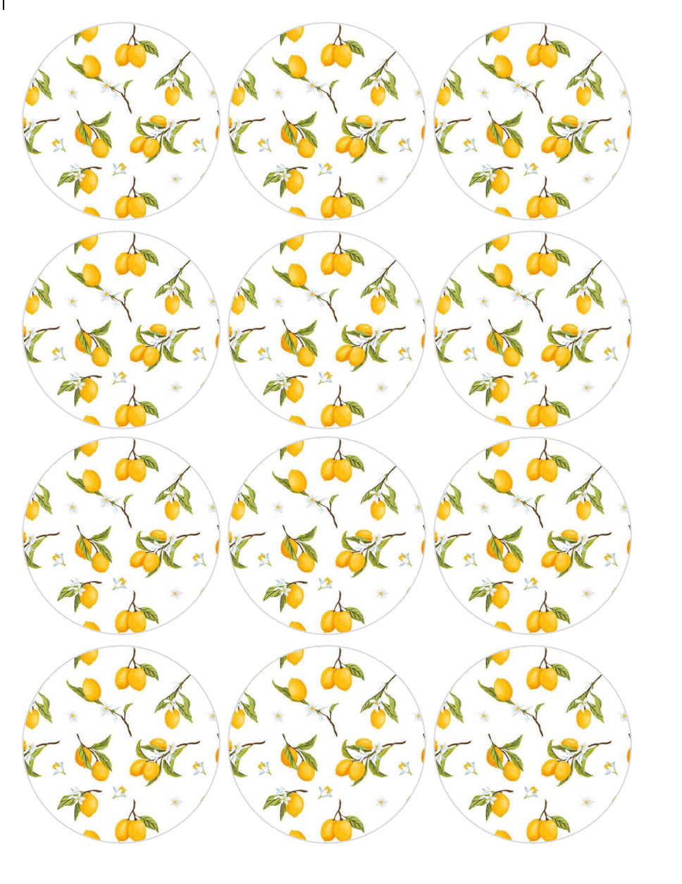 12 count Lemon Edible Image rounds, Wafer paper, pre cut choose sz gallery