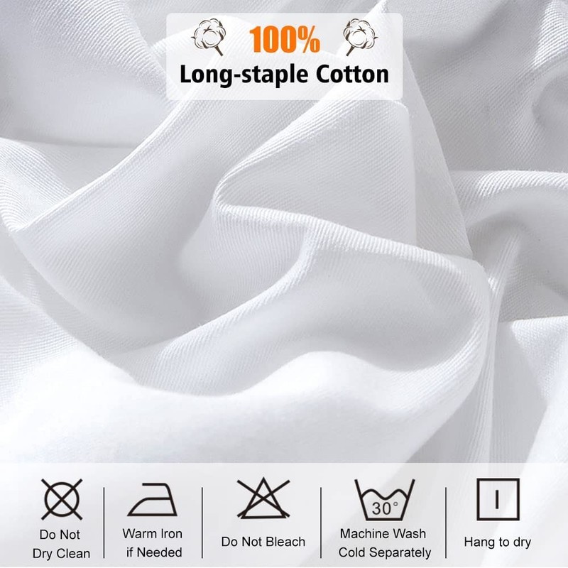 Full 300 Thread Count Cotton Fitted Sheet 8-10" Deep Pocket White for Hotel gallery