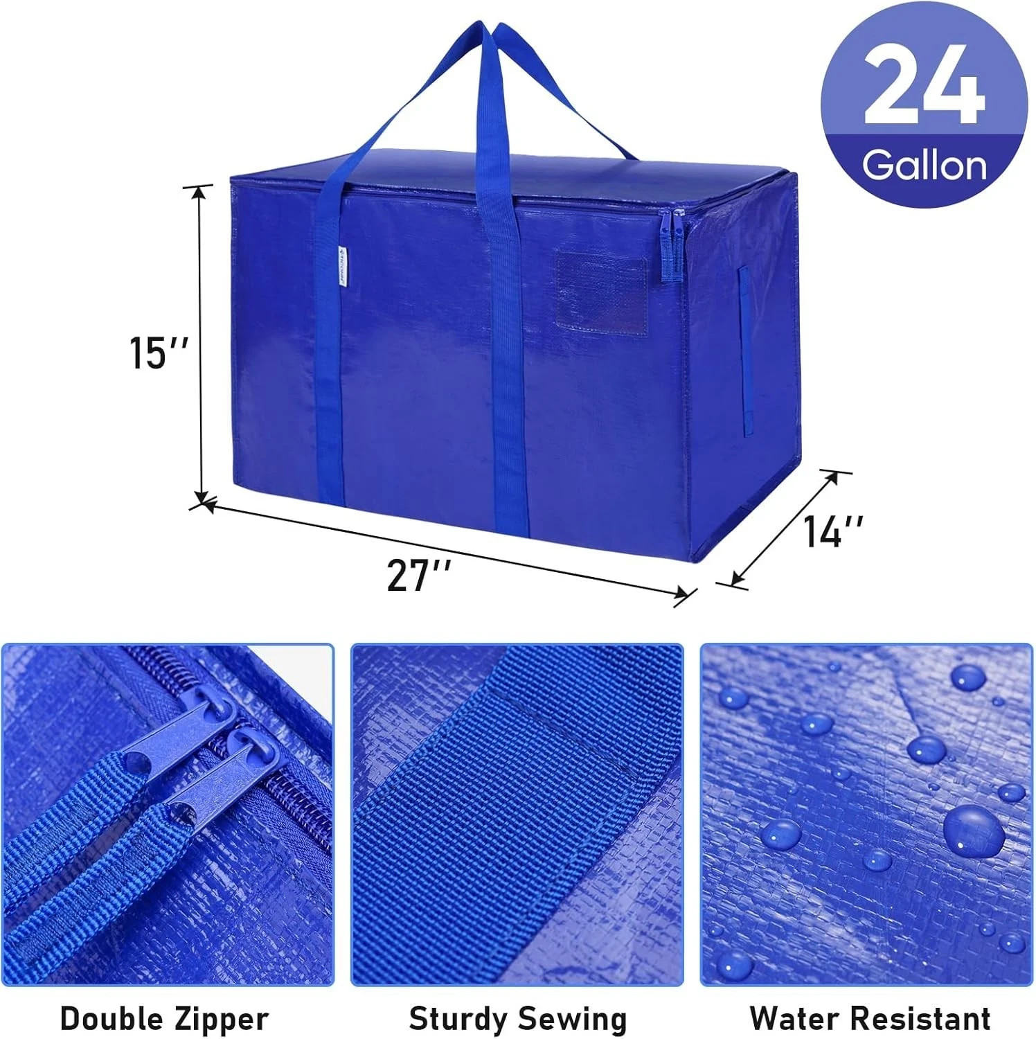 2 Pack Extra Large Moving Bags with Zippers & Carrying Handles, Heavy-Duty gallery