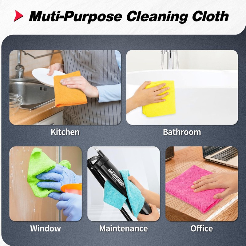 FIXSMITH Microfiber Cleaning Cloth, 100 Pack Shop Towels, Micro Fiber Cloth f... gallery