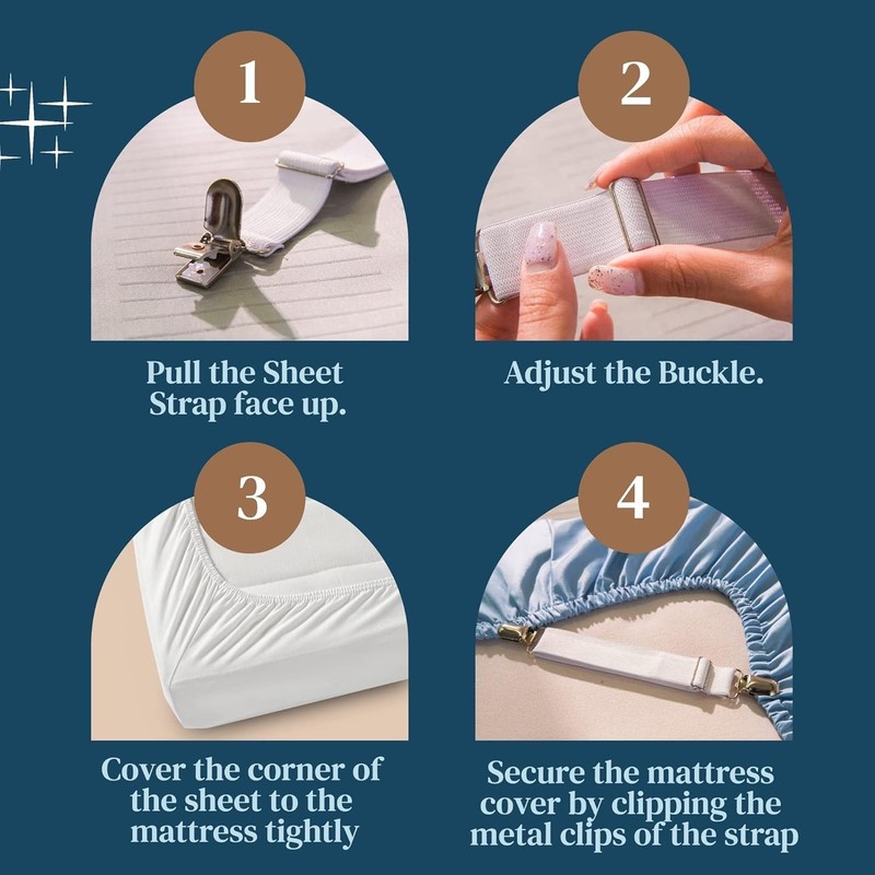 4 PCS Bed Sheet Clips Fitted Sheets Corner Bands Suspenders Garter Fasteners gallery