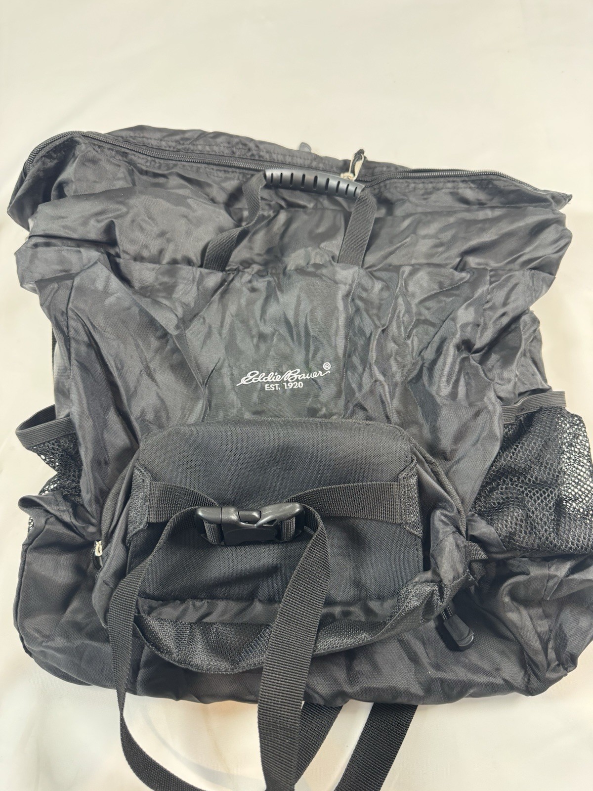 Eddie Bauer Trek Pack Hiking Backpack Black, Drawstring, Mesh Pockets 5