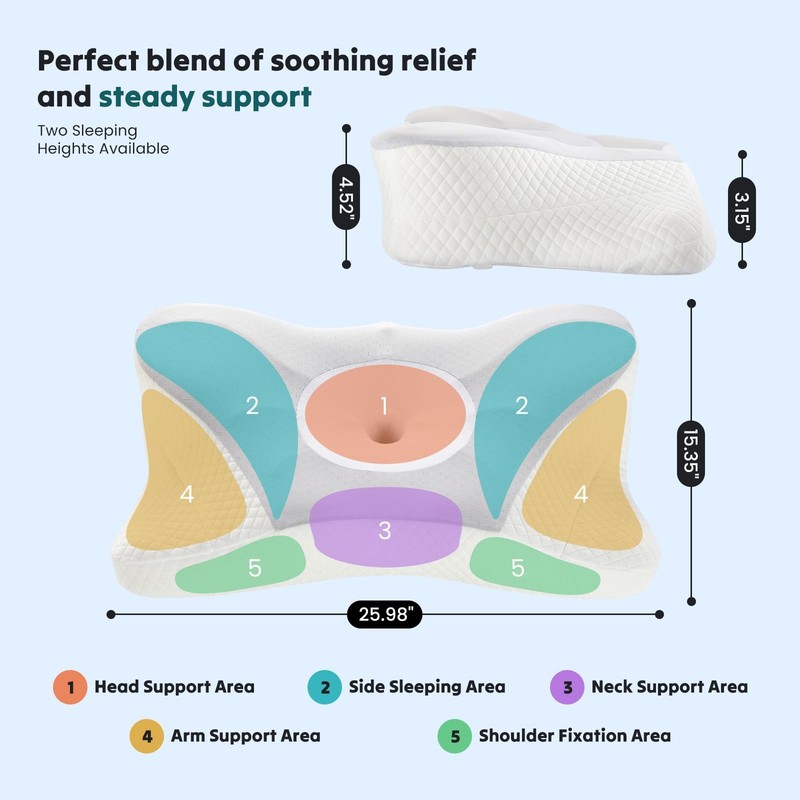 Ergonomic Cervical Memory Foam Neck Pillow Cooling Orthopedic Support Queen gallery