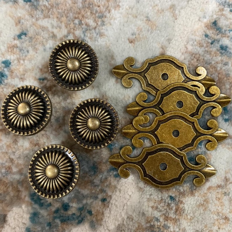 Brass Cabinet Knobs, Vintage Retro Mushroom Drawer Knobs with Backplate, Dres... gallery