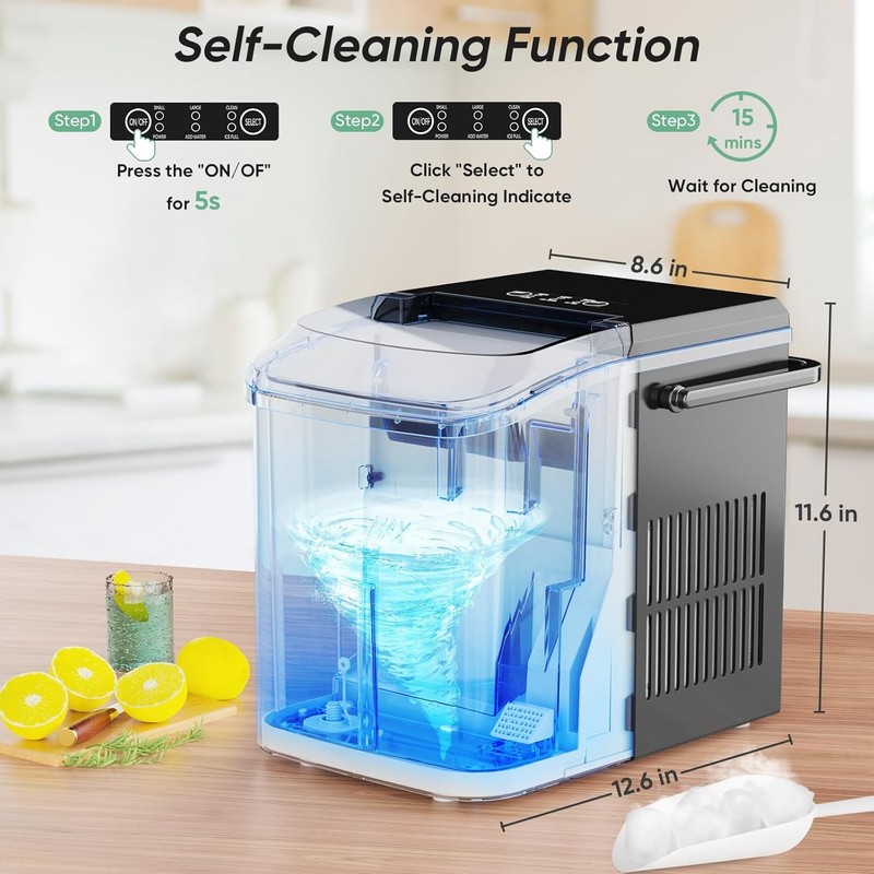 Portable Ice Maker with Self-cleaning Function - Ready in 6 Minutes for 9 Cubes gallery