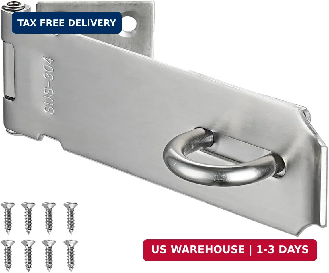 JQK Door Hasp Latch Lock, 5 Inch 304 Stainless Steel Safety Packlock Clasp Thick gallery