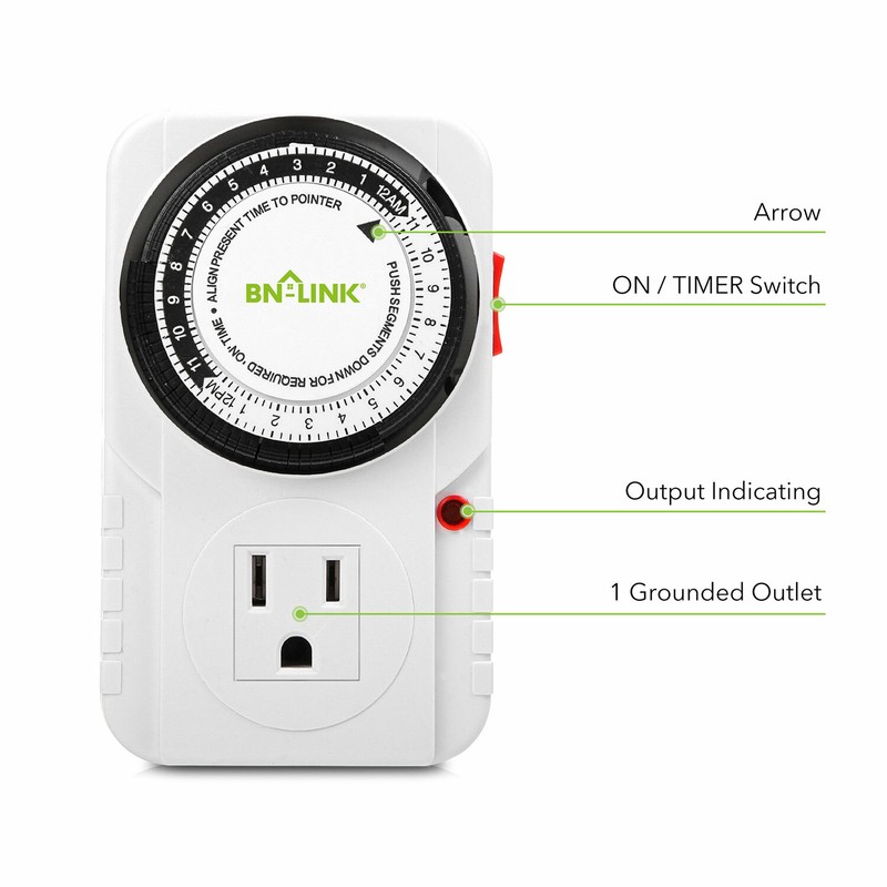 BN-LINK 2 Pack 15min to 24 Hour Programmable Plug-in Mechanical Timer Heavy Duty gallery