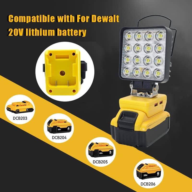 3400LM Cordless LED Work Light Spotlights for Dewalt 20v Battery 34W Outdoor gallery