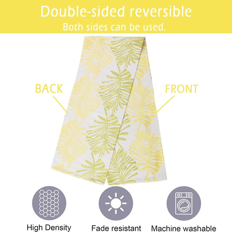 Leaf Table Runner Double-Sided Reversible Polyester Dining Kitchen 12x70" Yellow gallery