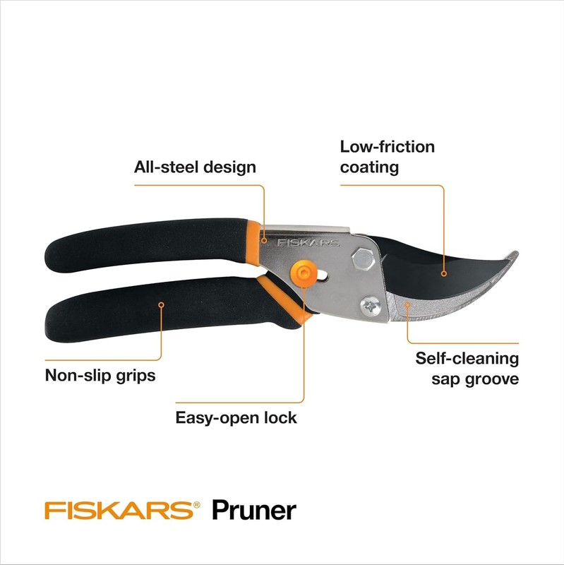 Fiskars Bypass Pruning Shears, 5/8-Inch Cut Capacity Garden Clippers, gallery