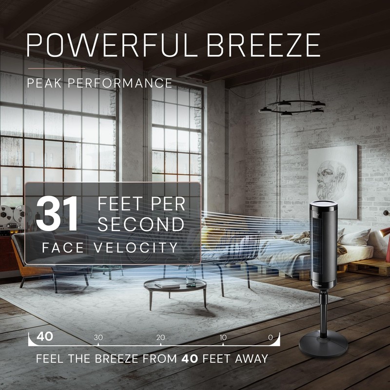 Lasko Elevation Tower Fan with Remote - Adjustable Height from 42" to 54" - O... gallery