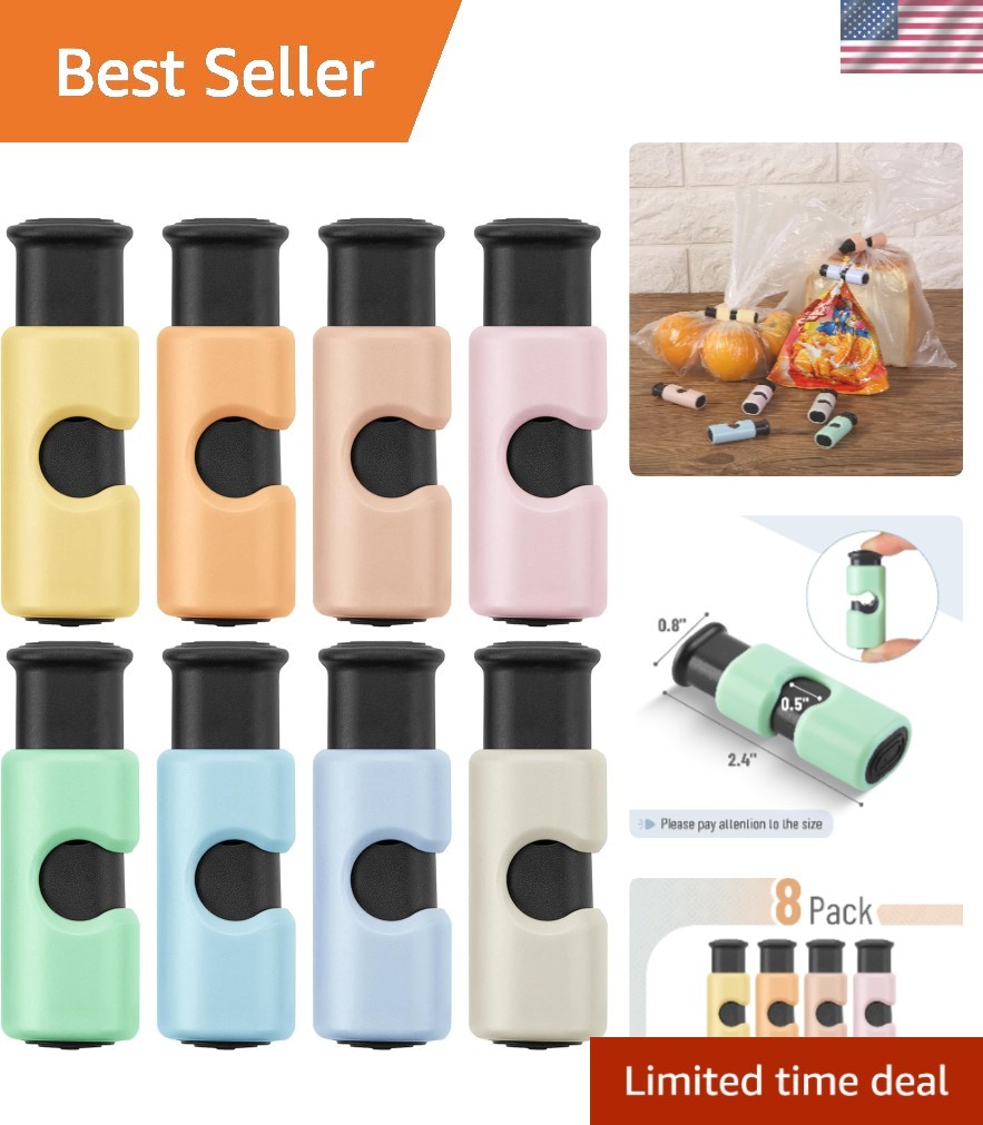 8-Pack Squeeze & Lock Pastel Bag Clips for Fresh Food Storage & Peaceful Kitchen gallery