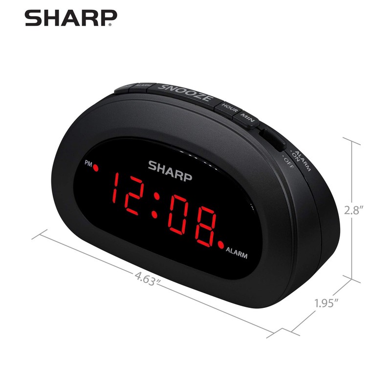 Sharp Small, Space-Saving Digital Alarm Clock – Compact Bedside Clock with La... gallery