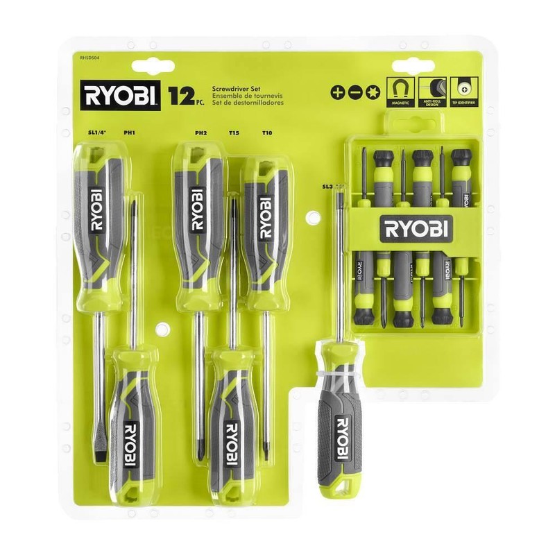 Screwdriver Set (12-piece) With Cushion Grip Handles , Precision Ryobi Kit Tip gallery