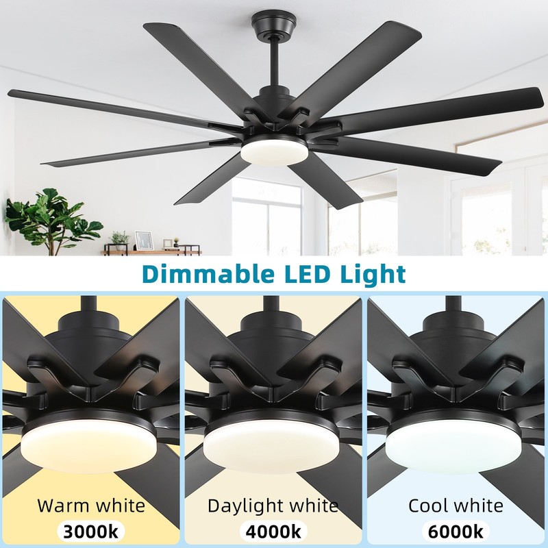66in Work with Smart Life APP Ceiling Fan w/Light and Remote Timer Alexa/Google gallery