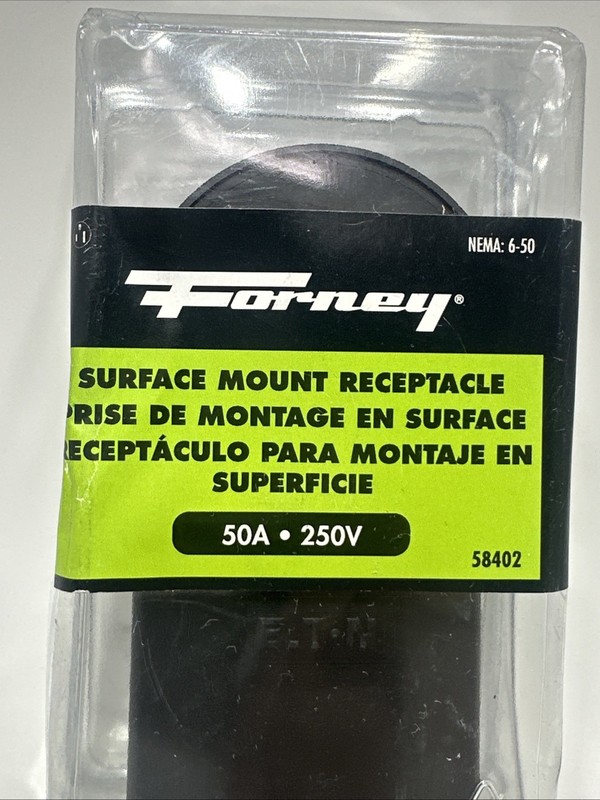 Forney 58402 Plastic Surface Mount Wall Receptacle, 220-Volt, 50 Amp, Nema 6-50 gallery