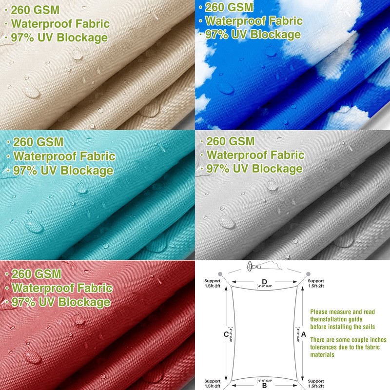 Waterproof Shade Sail Rectangle Sun Canopy Cover for Garden Patio Awning Outdoor gallery
