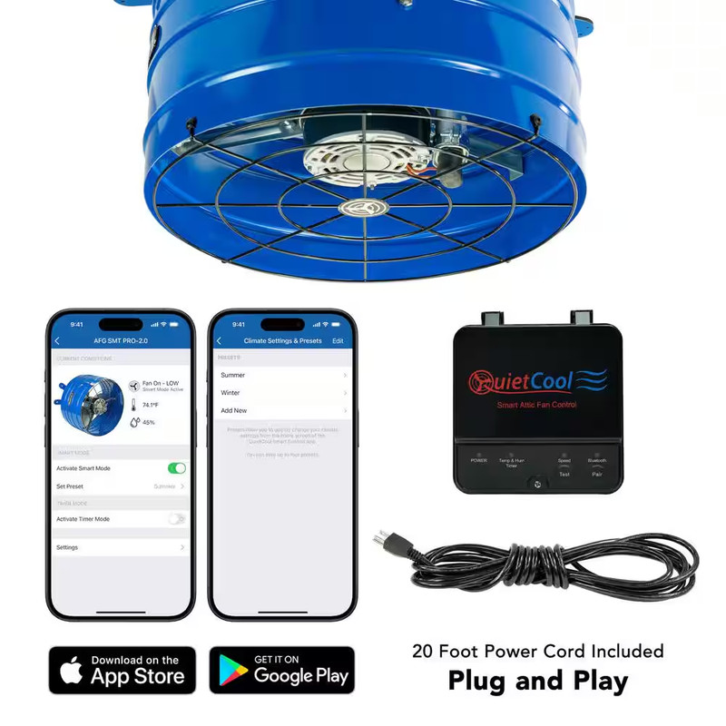1945 CFM Smart App Controlled 2-Speed Gable Mount Electric Attic Fan gallery