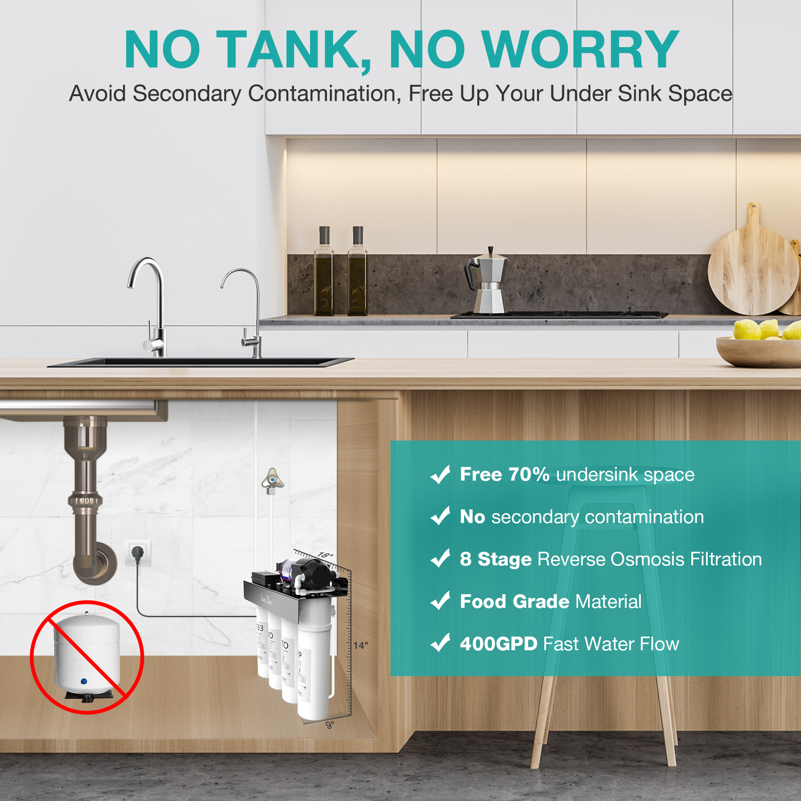 T1-400GPD 8 Stage UV Tankless Reverse Osmosis RO Water Filter System +11*Filters gallery