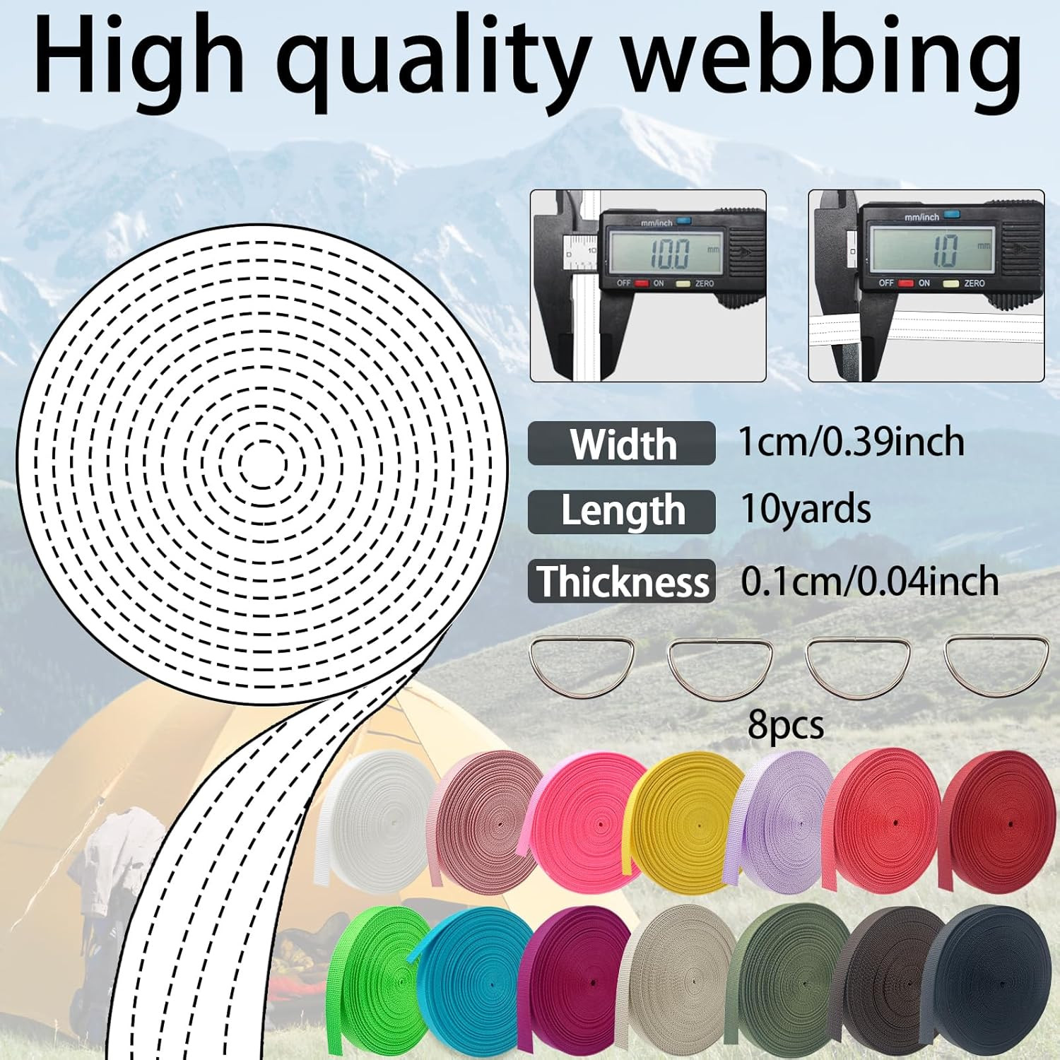 ZHFMILY 3/8 Inch Nylon Webbing Strap Flat Heavyweight Webbing Cloth Fabric Strap gallery