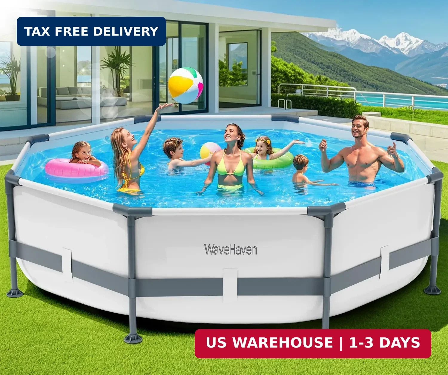 Above Ground Pool,10ft x 30in Frame Deep Swimming Pool,Round Family Pool,Large A gallery