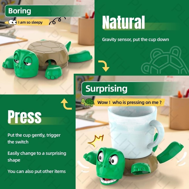 Turtle Cup Holder Funny Tea Coaster 3D Printed with Interactive Expression gallery