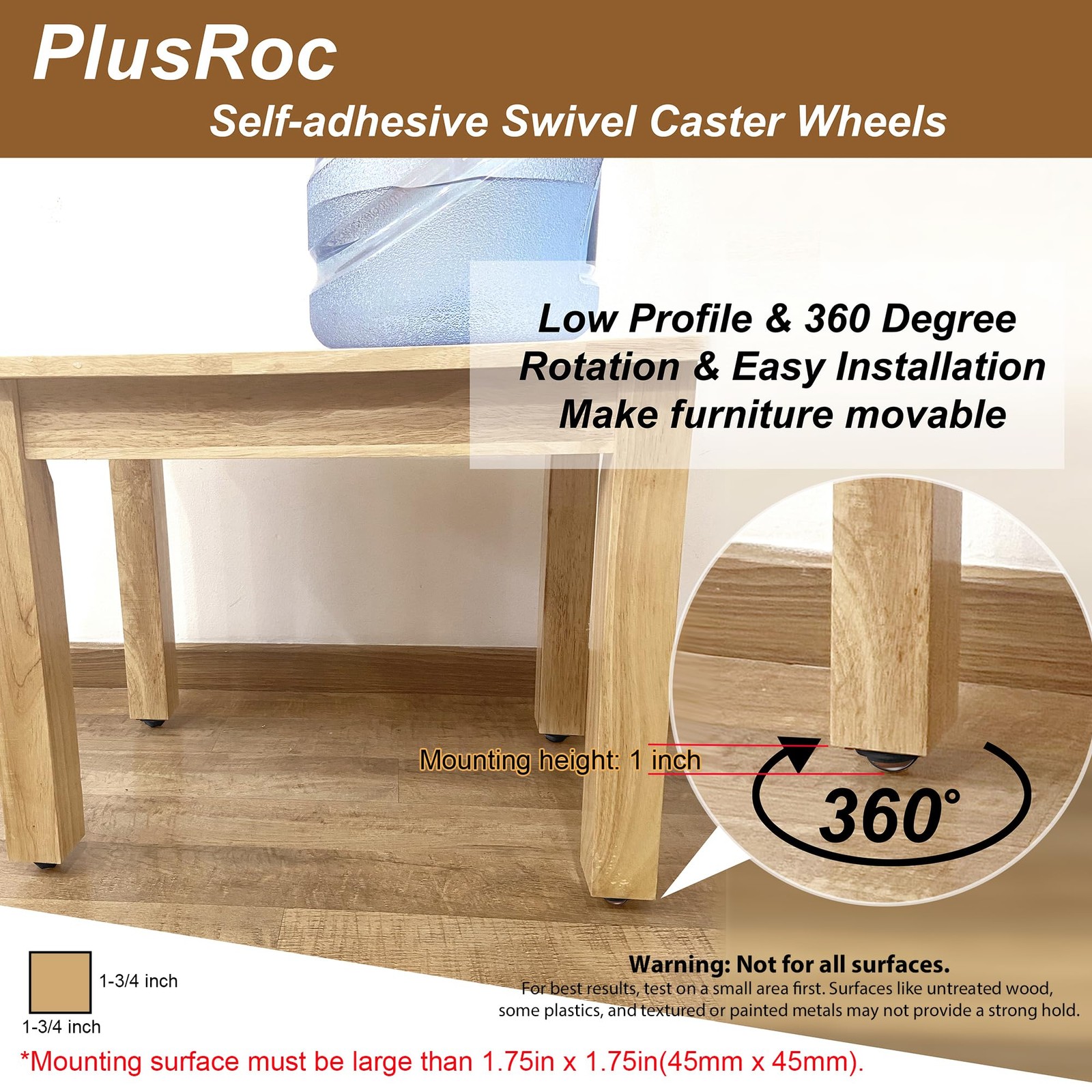1 Inch Self Adhesive Caster Wheels Kitchen Appliance Rollers 28LBS 4 PCS gallery