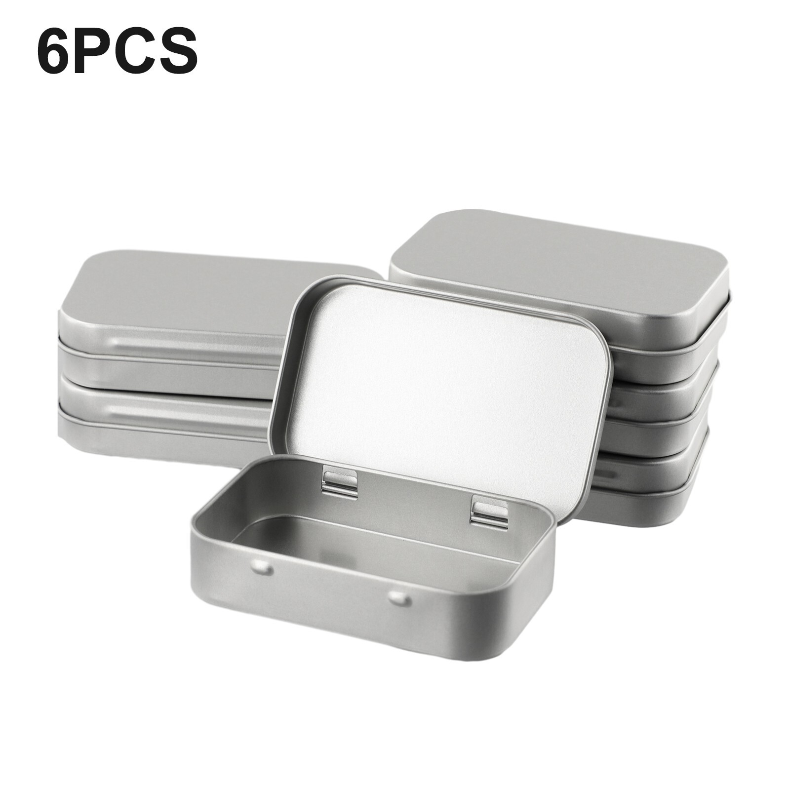 6 Pcs Metal Box Container Hinged Lid Small Empty Storage Box For Small Cosmetics gallery