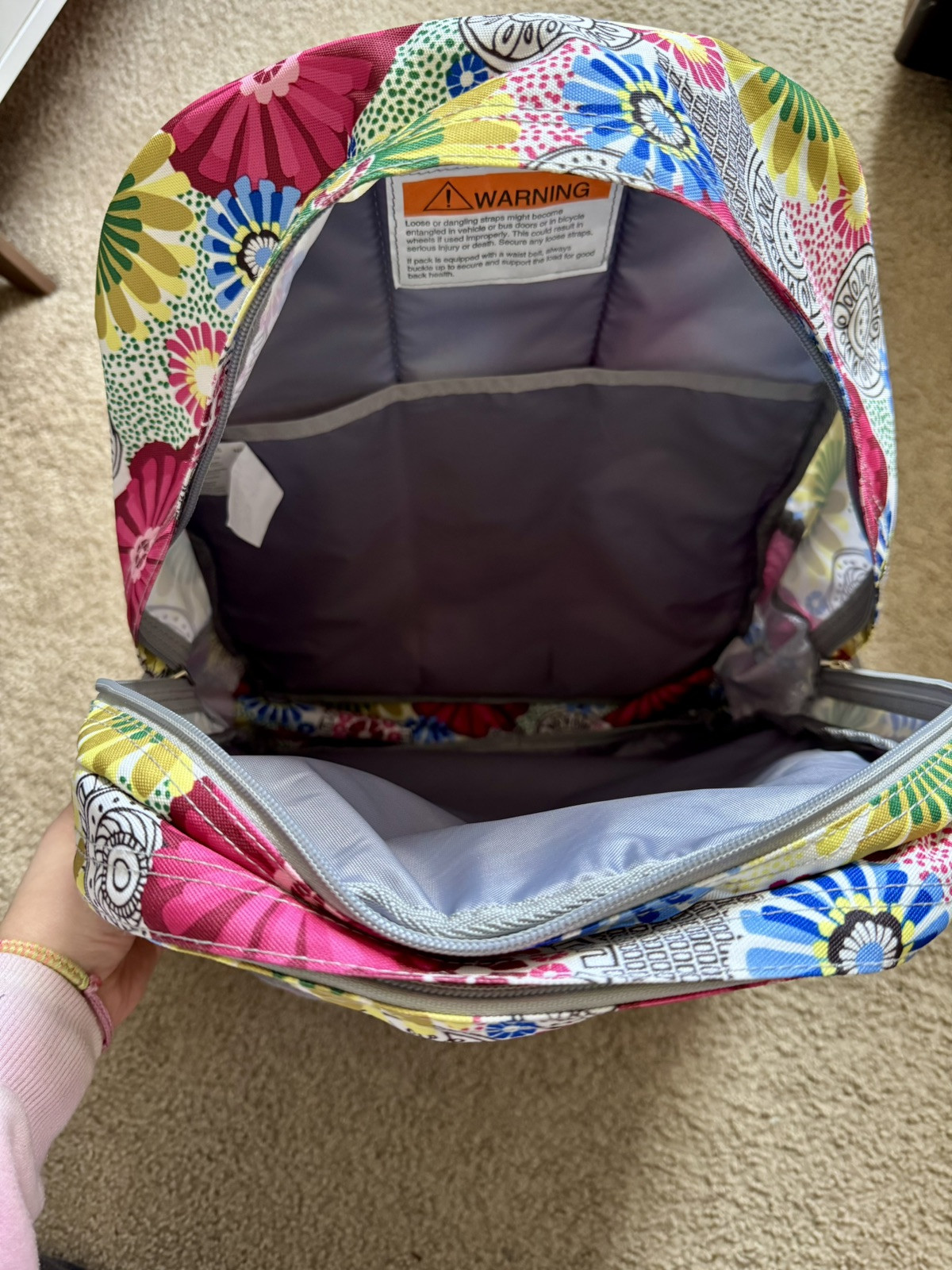 LL Bean School Backpack Book Bag Flower Design 505445 3
