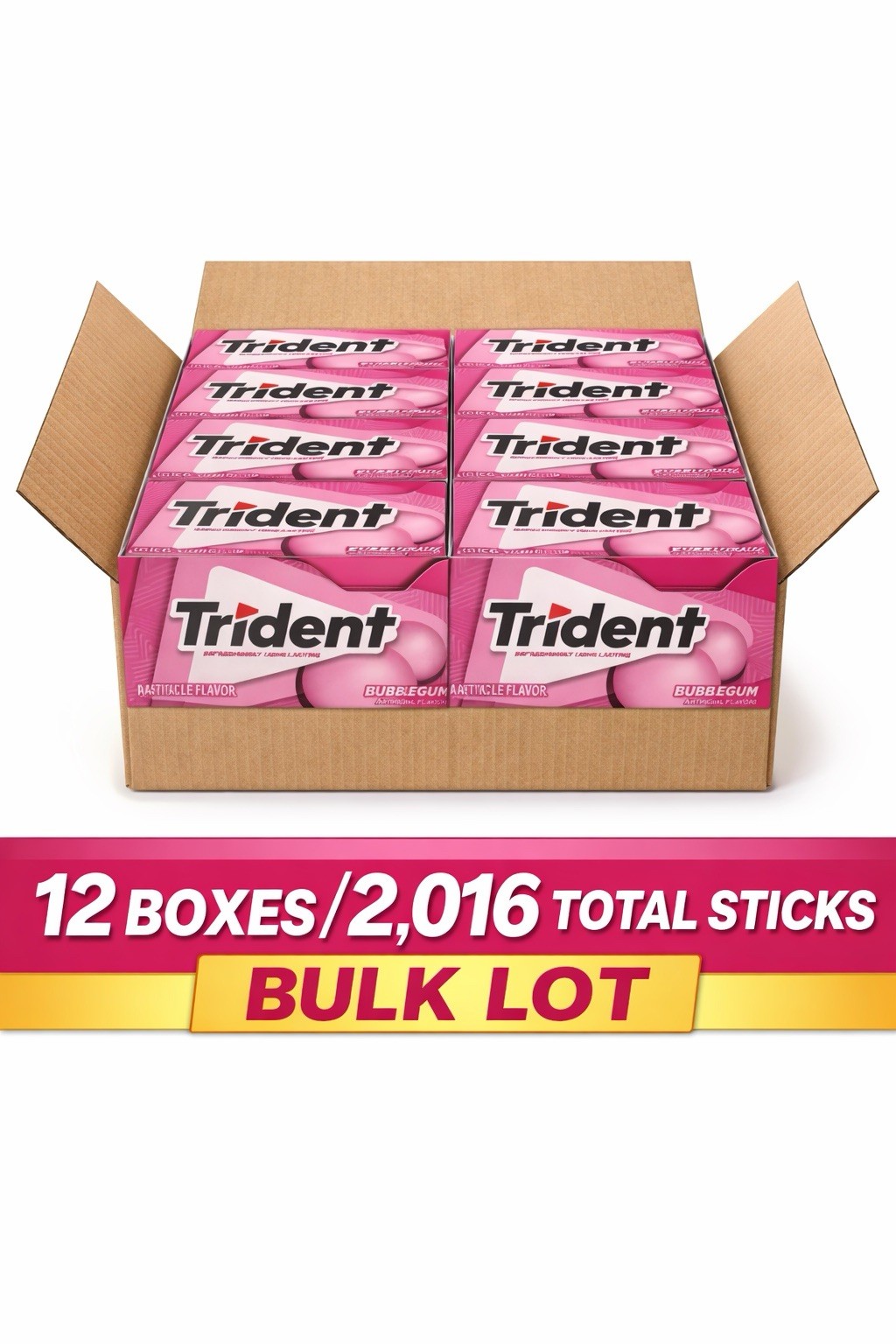Trident Bubble Gum 12 Boxes (144 Packs / 2,016 Sticks) Bulk Fresh Long Lasting gallery