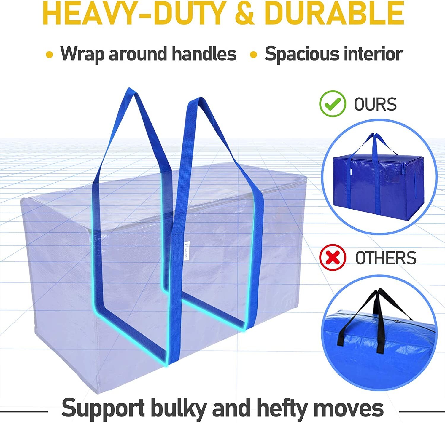 16 Pack Extra Large Moving Bags with Zippers & Carrying Handles, Heavy-Duty Stor gallery