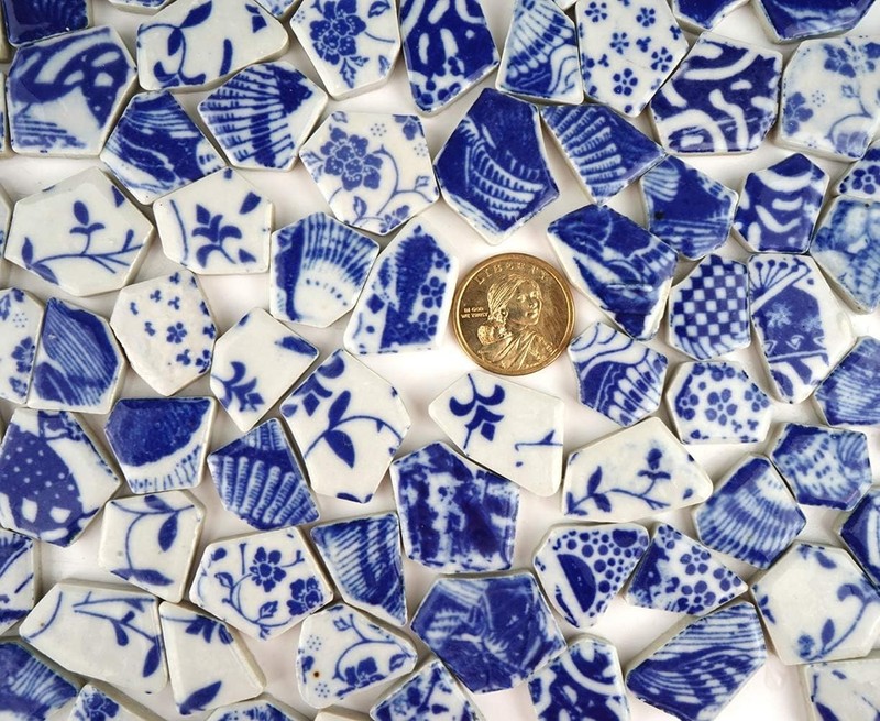 Broken Ceramic China Tiles Assortment Blue and White Porcelain Pieces for Mosaic gallery